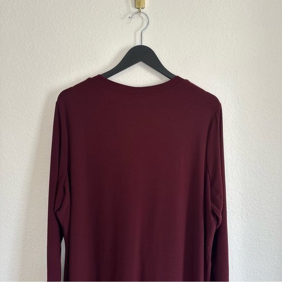 Susan Graver 1X Long Button-Up Cardigan Burgundy Gold Buttons Lightweight - Picture 6 of 6